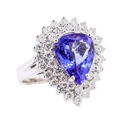 5.10 ctw Tanzanite and Diamond Ring - 14KT White Gold