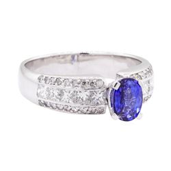 2.30 ctw Sapphire And Diamond Ring - 18KT White Gold