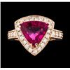 Image 2 : 3.61 ctw Tourmaline and Diamond Ring - 14KT Rose Gold