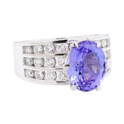 5.35 ctw Tanzanite And Diamond Ring - 14KT White Gold