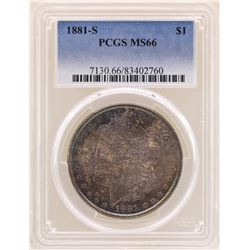 1881-S $1 Morgan Silver Dollar Coin PCGS MS66 Great Toning