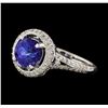 1.87 ctw Tanzanite and Diamond Ring - 18KT White Gold