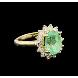 3.25 ctw Emerald and Diamond Ring - 14KT Yellow Gold