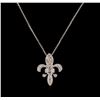 Image 1 : 0.21 ctw Diamond Pendant With Chain - 14KT White Gold