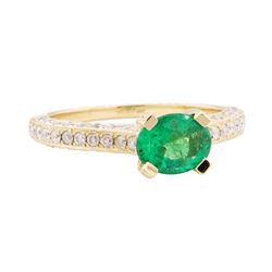 1.70 ctw Emerald and Diamond Ring - 14KT Yellow Gold