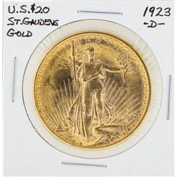 1923-D $20 St. Gaudens Double Eagle Gold Coin