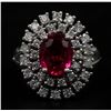 Image 1 : 1.67 ctw Rubellite and Diamond Ring - 14KT White Gold