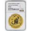 Image 1 : 2016-P $200 Australia Year of the Monkey Gold Coin NGC MS66