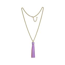 Leather Tassel Chain Necklace - Gold Plated