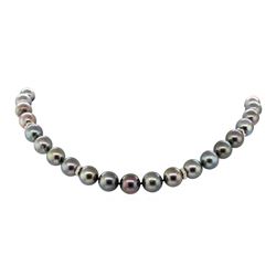 0.50 ctw Diamond and Tahitian Pearl Necklace - 14KT Yellow Gold