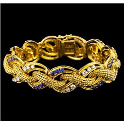 2.47 ctw Tanzanite and Diamond Bracelet - 14KT Yellow Gold