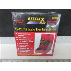 New 25 piece Drill bit set / Brad point for Woodworking / comes with metal index