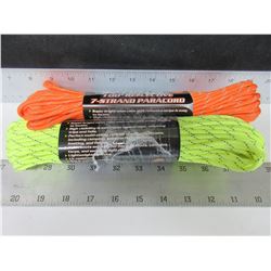 2 New 100ft rolls of Paracord 7 strand 550lb high visbility