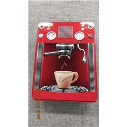 NEW - EMBOSSED RED EXPRESSO TIN & BISCUITS