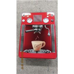 NEW - EMBOSSED RED EXPRESSO TIN & BISCUITS