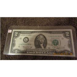 1976 USA GREEN SEAL MINT LEGAL TENDER $2 BILL