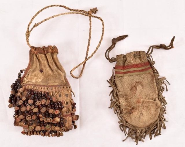 Two Small Indian Leather Tobacco Pouches