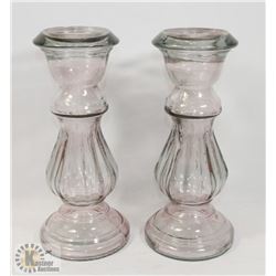 2 GLASS LARGE CANDLE HOLDERS