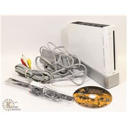 NINTENDO WIII CONSOLE WITH CABLES, STAND,
