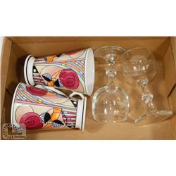 PAIR OF CHARLES RENNIE MACKINTOSH DESIGN MUGS,