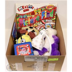 BOX W/KIDS ACTIVITIES & TOYS INCL. PICTURE