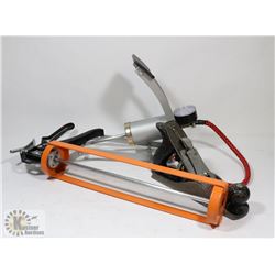 LARGE CAULKING GUN, FOOT PEDAL BIKE AIR PUMP AND