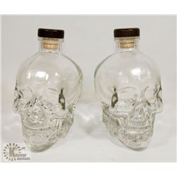 2 DAN AKROYD  VODKA SKULL BOTTLES W/ LIDS