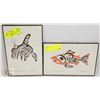 Image 1 : SET OF 2 FRAMED BILL REID COLOR HAIDA CARD PRINTS
