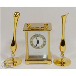 BULOVA MANTEL CLOCK WITH CANDLES HOLDERS