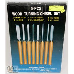 8PC WOOD TURNING CHISEL SET IN BOX.