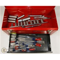 RED CRAFTSMAN 2 DRAWER 2 POWER TOOLS BOX FILLED