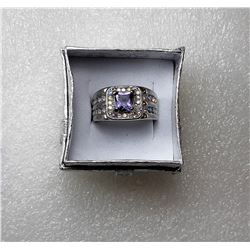 3)  SQUARE CUT CZ AMETHYST WITH AURORA