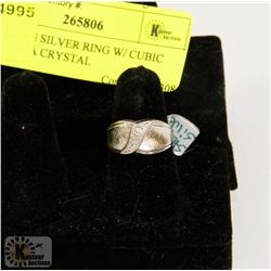 STERLING SILVER RING W/ CUBIC ZIRCONIA CRYSTAL