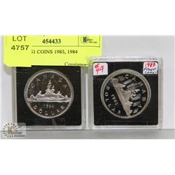 LOT OF 2 $1 COINS 1983, 1984