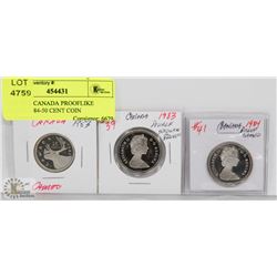 LOT OF 3 CANADA PROOFLIKE COINS, 1984-50 CENT COIN