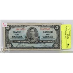 1937 CANADA $5 BILL