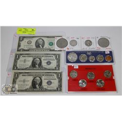 LOT OF ASSORTED USA CURRENCY COINS AND NOTES