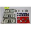 Image 1 : LOT OF ASSORTED USA CURRENCY COINS AND NOTES