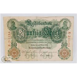1906 GERMAN 50 MARK BANKNOTE