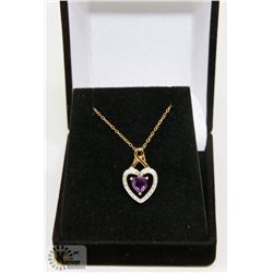 #107-  AMETHYST & CZ PENDANT NECKLACE