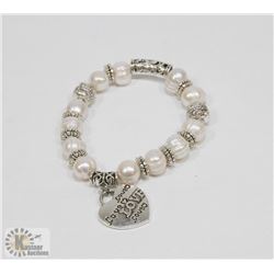 #52-FRESH WATER PEARL WITH HEART SHAPE BRACELET