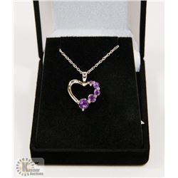 #113-  AMETHYST & CZ PENDANT NECKLACE