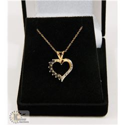 #117- BLUE SAPPHIRE & CZ PENDANT NECKLACE