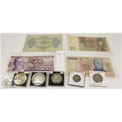 LOT OF ASSORTED WORLD COIN AND NOTES