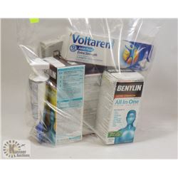 BAG OF MEDICINES INCLUDING BENYLIN VOLTAREN AND