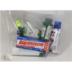 BAG OF PAIN RELIEF CREAMS AND VITAMINS
