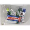 Image 1 : BAG OF PAIN RELIEF CREAMS AND VITAMINS