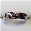 Image 1 : 1) STERLING SILVER DIAMOND & RUBY RING