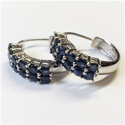 3) STERLING SILVER SAPPHIRE HOOP EARRINGS