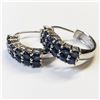 Image 1 : 3) STERLING SILVER SAPPHIRE HOOP EARRINGS